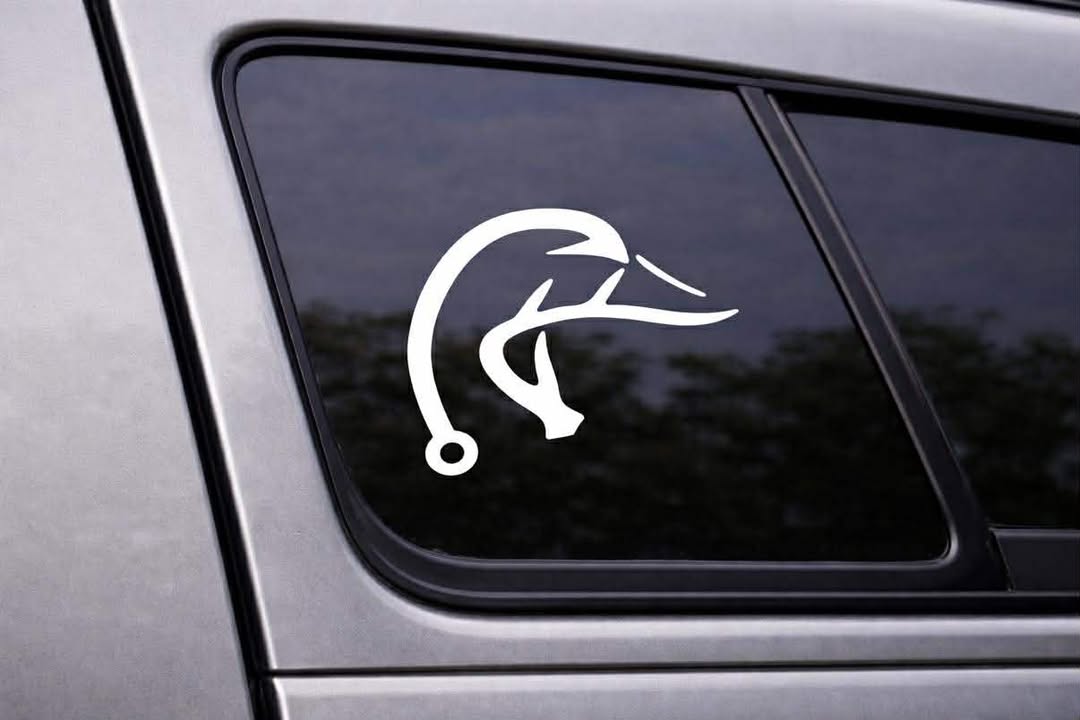 Duck Head Fish Hook Vinyl Decal | Hunting Car Window Sticker