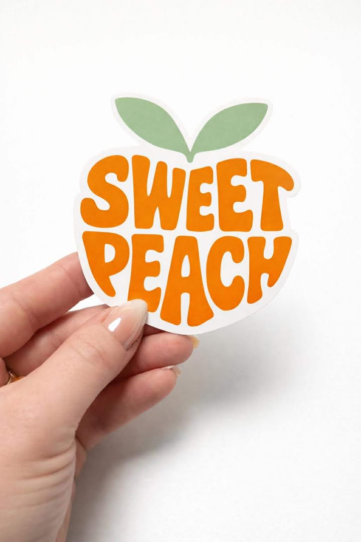 Sweet Peach Vinyl Decal | Retro Car Window Graphic