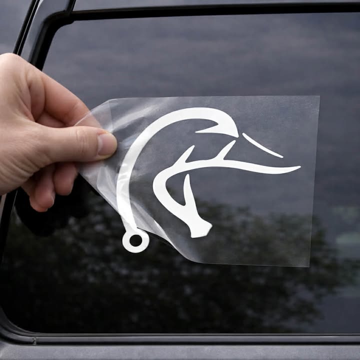 Duck Head Fish Hook Vinyl Decal | Hunting Car Window Sticker