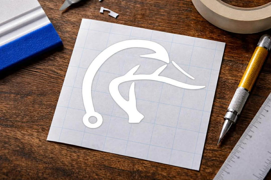 Duck Head Fish Hook Vinyl Decal | Hunting Car Window Sticker