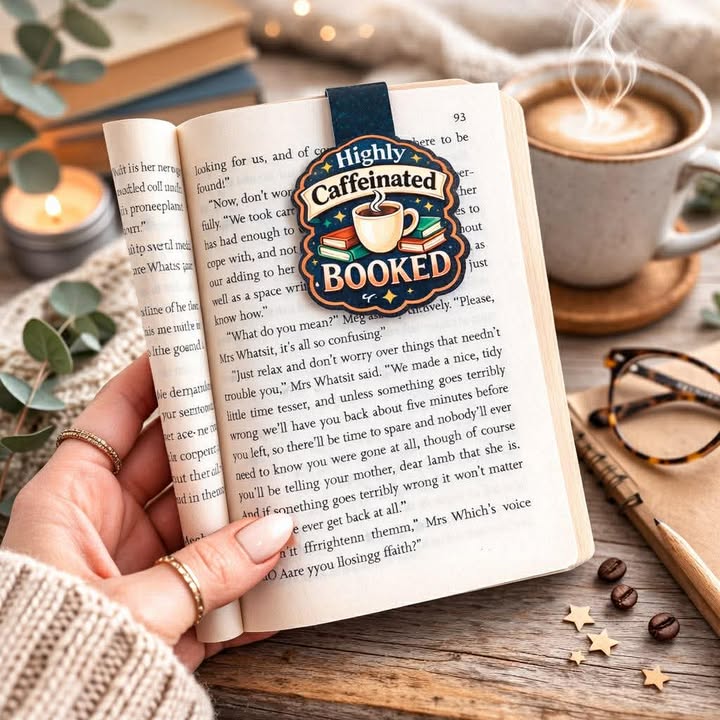 Highly Caffeinated Booked Magnetic Bookmark for Coffee Lovers