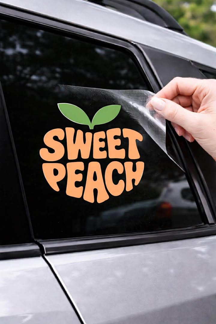 Sweet Peach Vinyl Decal | Retro Car Window Graphic