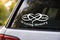 Infinity Heart Memorial Car Decal – In Loving Memory Vinyl with Custom Dates