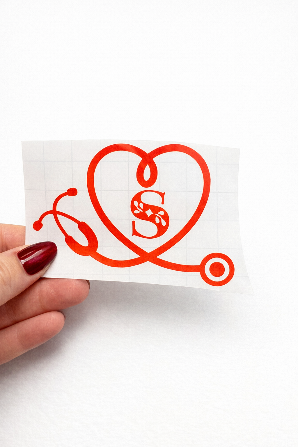 Personalized Nurse Stethoscope Heart Decal | Custom Initial Car Window Vinyl Sticker | RN Gift | Healthcare Monogram Decal