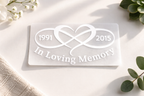 Infinity Heart Memorial Car Decal – In Loving Memory Vinyl with Custom Dates