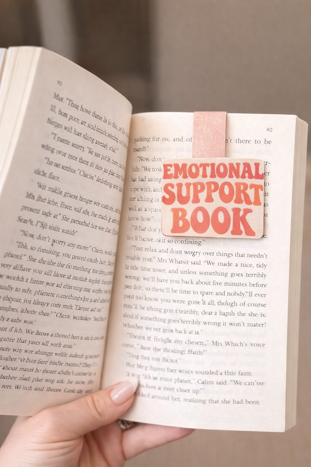Emotional Support Book Magnetic Bookmark – Funny Gift for Readers