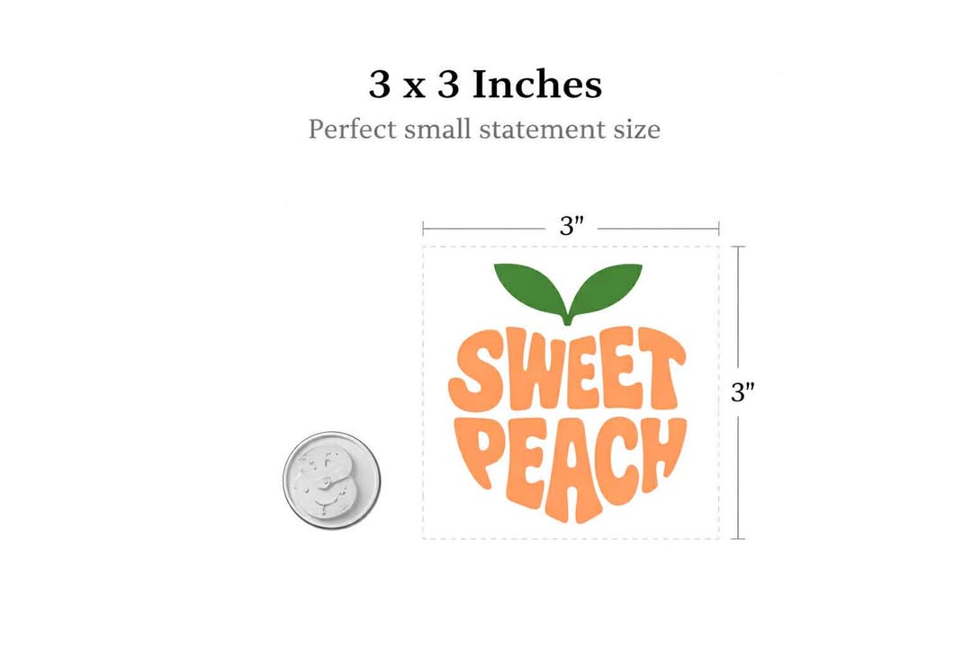 Sweet Peach Vinyl Decal | Retro Car Window Graphic